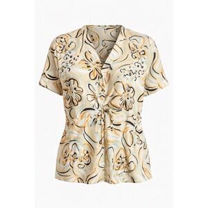 Masai Copenhagen Floral Viscose‎ Blouse XL Tie Waist Short Sleeve
